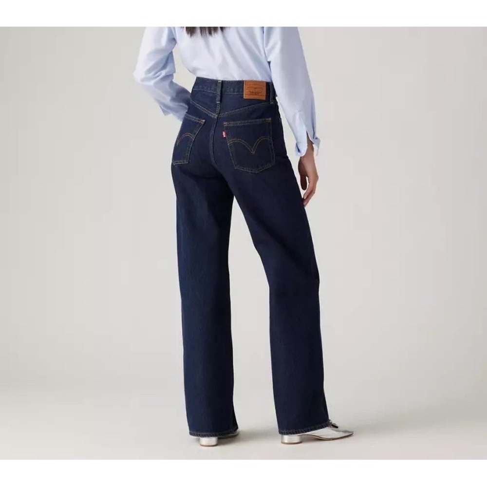 Levi's Premium Ribcage Wide Leg Jeans Dark Blue High Rise W30 L33 Mint Condition